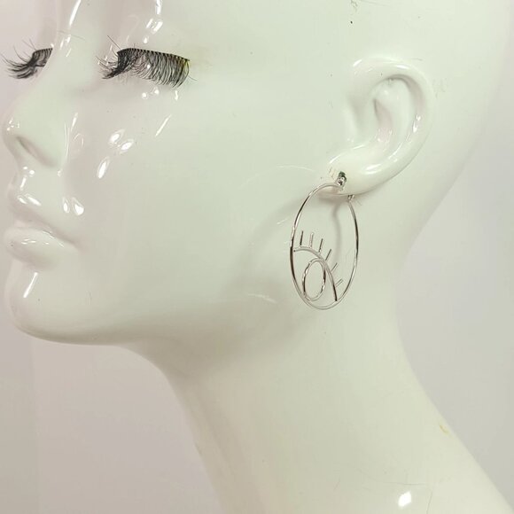 EVIL EYE HOOP EARRINGS GOLD TONE GOLD PLATED - Picture 1 of 6